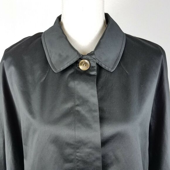 J. Jill Stretch Jacket Coated Cape Black Cotton Satin Shiny Size Large NWT $119 - Picture 4 of 7